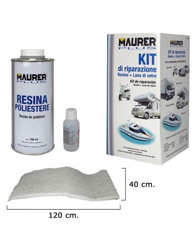 Kit Reparación Resina Poliester 750 Ml Con Endurecedor y Fibra De Vidrio