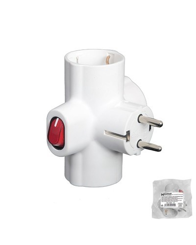 Adaptador / Ladron Triple Schuko 16 A 250v Con Interruptor