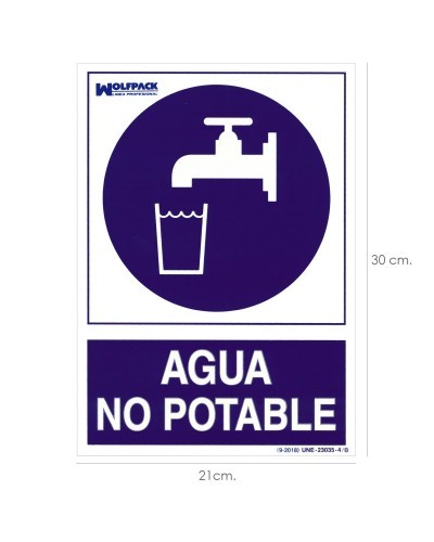 Cartel Agua No Potable 30x21cm.