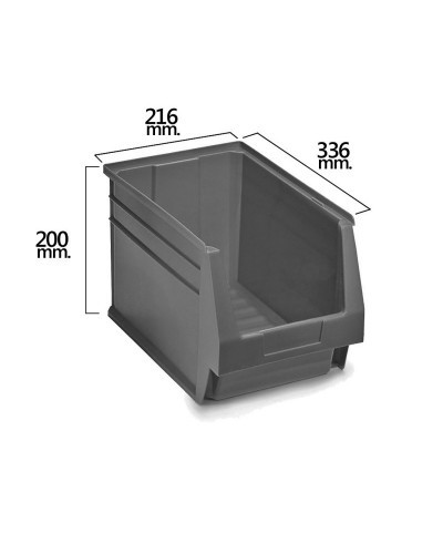 Gaveta Apilable Almacenamiento Gris Nº55 336x216x200 mm. (3/6)