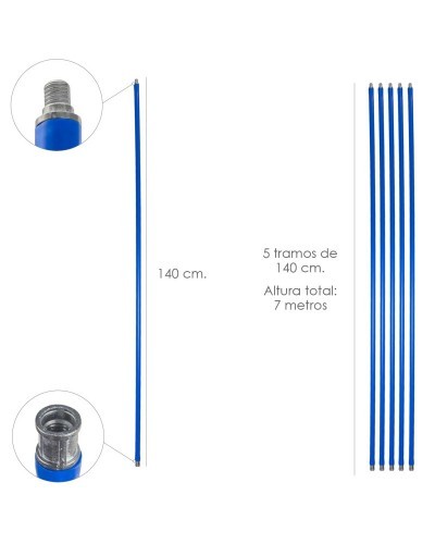 Mastil Deshollinador 5 tramos de 140 cm. (7 metros x Ø 20 mm.)