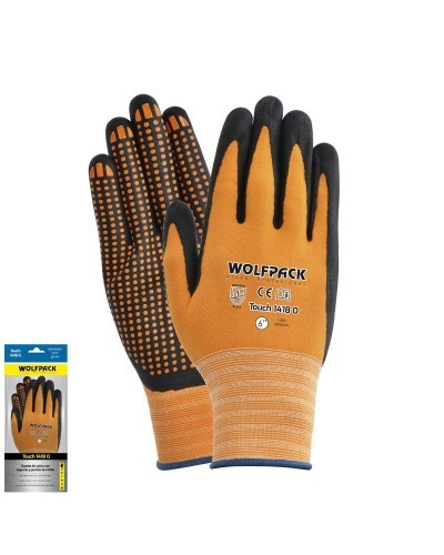 Guantes Nylon Con Palma En Foam y Puntos Nitrilo Touch 6" (Par)