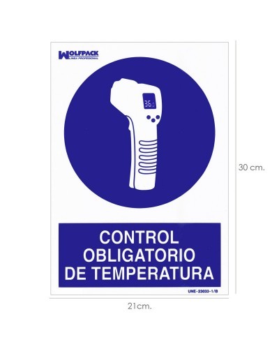 Cartel De Control Obligatorio De La Temperatura 30x21 cm.