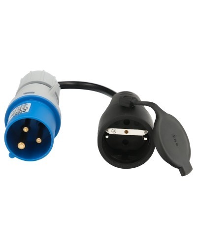 Adaptador de clavija CEE a Schuko, 2 polos + Tierra. Max. 16A. 230V