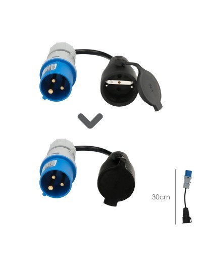 Adaptador de clavija CEE a Schuko, 2 polos + Tierra. Max. 16A. 230V