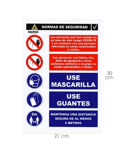 Cartel Combinado Aviso Normas Seguridad 30x21cm.