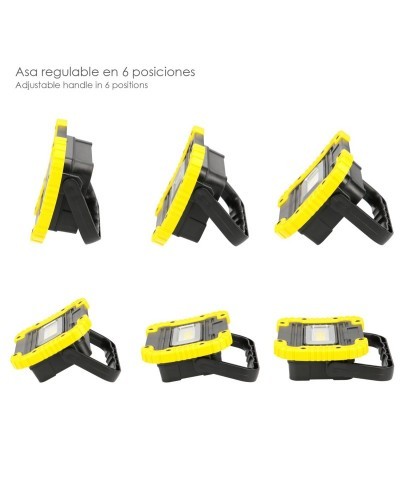 Linterna de Trabajo Led Multifunción Recargable 2.000 mAh. / 10 W. / 500 Lúmenes / 4 Imanes / Bateria Externa / Soporte 180º