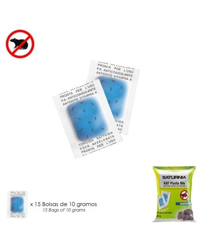 Cebo Fresco Para Roedores, Bolsa 150 gr, Dosis Individuales, 15 bolsitas x 10 gr, Rat Pasta Blue