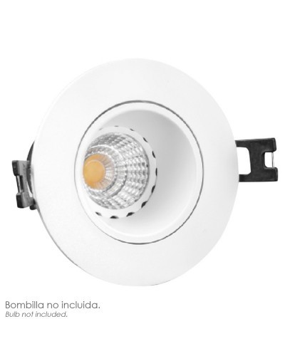 Aro Foco Empotrable Regulable Con Portalamparas Para Bombillas GU10 Ø 90 x 29 mm. Bombilla encastrada. Pack de 3 unidades