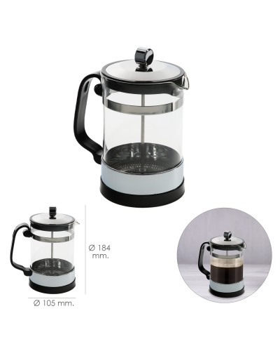 Cafetera Francesa De Cristal Y Acero Inoxidable, Con Embolo, Capacidad De 800 ml