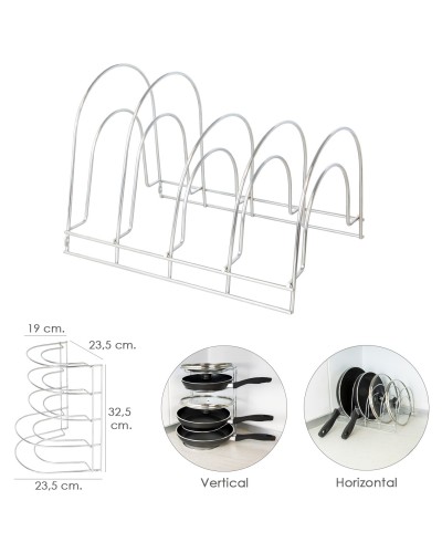 Soporte Vertical 5 Niveles Para Sartenes, Tapaderas, Acero Cromado