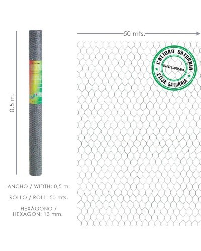 Enrejado Triple Torsion 13/  50 cm. Rollo 50 Metros Uso Domestico