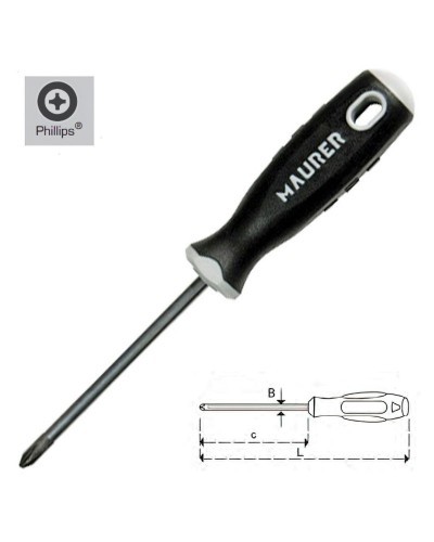 Destornillador Maurer Phillips 0x 80 mm.