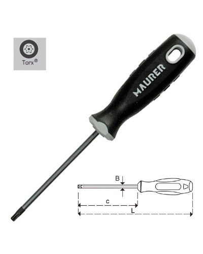 Destornillador Maurer Torx Inviolable 6 x 80 mm.