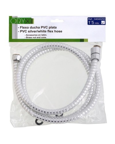 Flexo Ducha PVC Blanco/Plata 1,50 metros