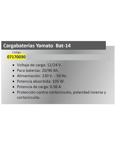 Cargabaterias Bat-14 12/24 V. 20-90 Amperios