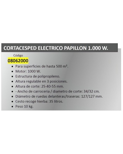 Cortacesped Electrico Papillon 1000 W.