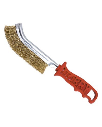 Cepillo Manual Acero Latonado Mango Rojo