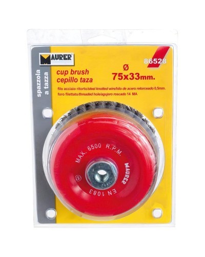 Cepillo Acero M14 Trenzado Taza 75x0,50 mm.