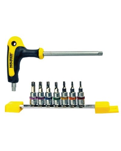 Juego Puntas Maurer Con Mango "T" 8 Piezas Torx 1/4"