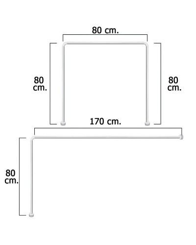 Barra Para Cortina Ducha Universal Aluminio Blanco 80 x 170 cm.