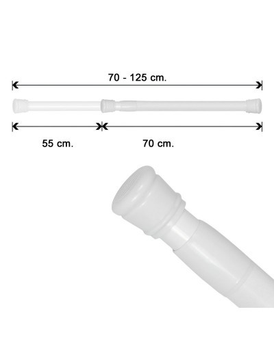 Barra Para Cortina Ducha Extensible Aluminio Blanco 70 a 125 cm.