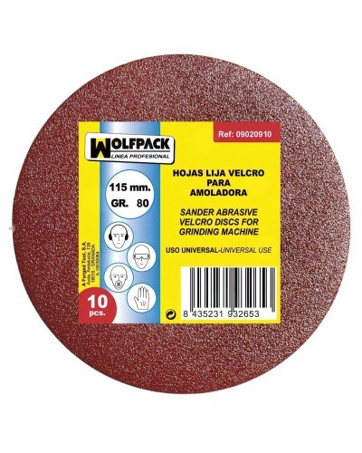 Lija recambio velcro amoladora Ø 115 mm. grano 120 (10 Piezas)