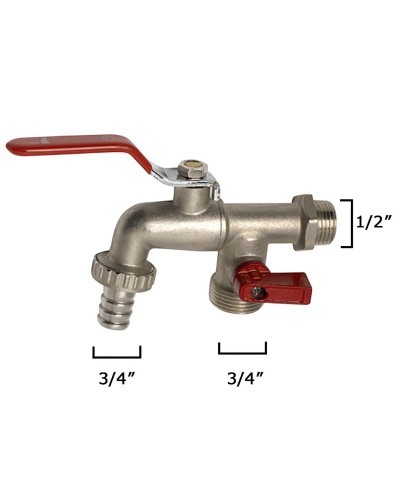 Grifo Jardín Esfera Doble Manguera 1/2" x 3/4" x 3/4" Vertical