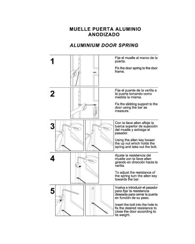 Muelle Puerta Wolfpack Aluminio Anodizado Dorado (Blister 1 Pieza)