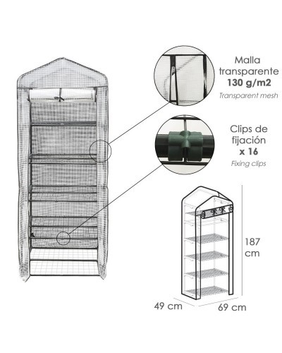 Invernadero Portatil Pvc 5 Niveles 187 cm.