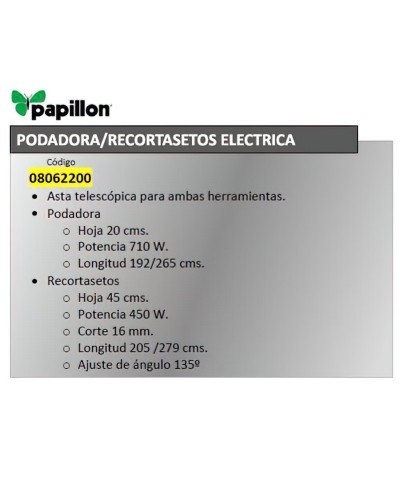 Podadora / Cortasetos Electrica Extensible Papillon