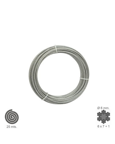 Cable Galvanizado  6 mm. (Rollo 25 Metros) No Elevacion