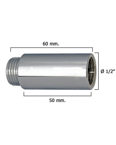 Alargadera Redonda Cromo 1/2" x 50