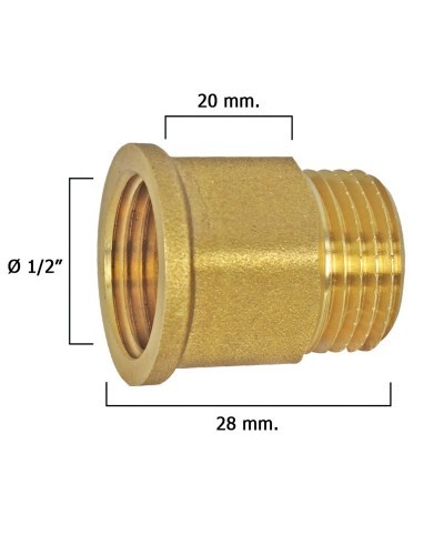 Alargadera Hexagonal Pulida 1/2x20