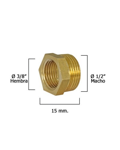 Reduccion Hexagonal Pulida 1/2" Macho x 3/8" Hembra