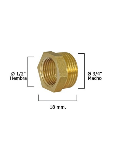 Reduccion Hexagonal Pulida 3/4 Macho x 1/2 Hembra