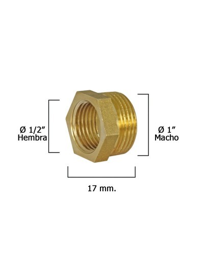 Reduccion Hexagonal Pulida 1" Macho x 1/2" Hembra