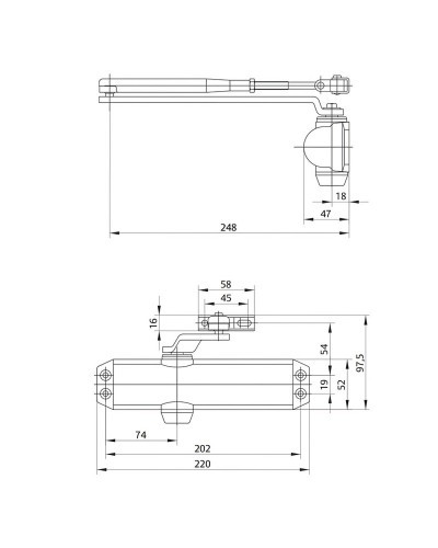 Cierrapuertas Tesa DC120 F2-4 Sin Retenedor Plateado