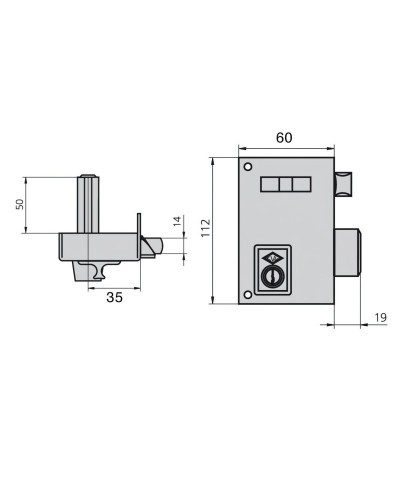 Cerradura Cvl 156a/60/he Derecha