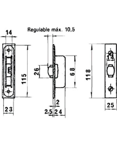 Cerradura Lince 5554 Aluminio  14 mm.