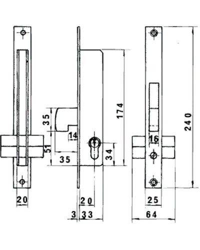 Cerradura Lince 5592     Hn/20 mm.