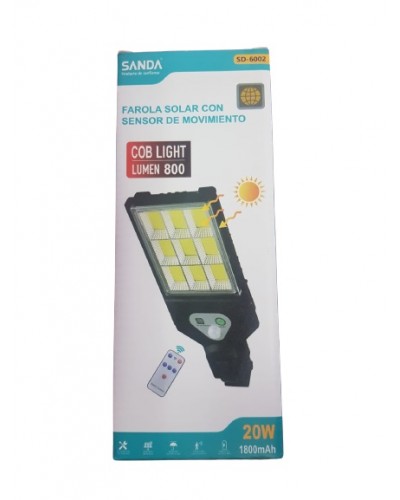 FAROLA SOLAR 20 W CON SENSOR DE MOV.