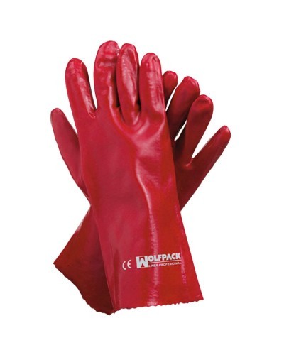 Guantes Pvc Rojo 35 cm. (Par)