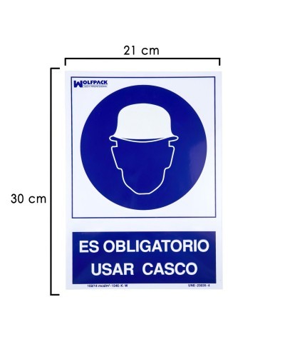 Cartel Obligatorio Usar Casco 30x21 cm.