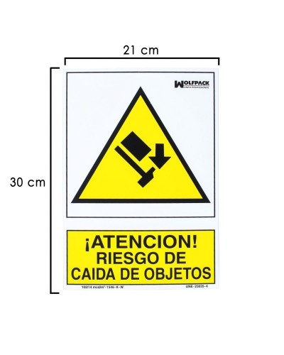 Cartel Riesgo Caida De Objetos 30x21 cm.