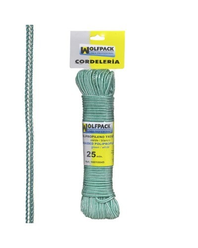 Cuerda Trenzada Polipropileno Blanca / Verde (Madeja 25 m.)