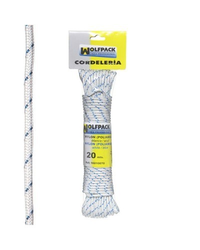 Cuerda Nylon Alta Tenacidad Blanca / Azul (Madeja 20 m.)