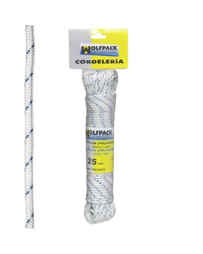 Cuerda Nylon Alta Tenacidad Blanca / Azul (Madeja 25 m.)