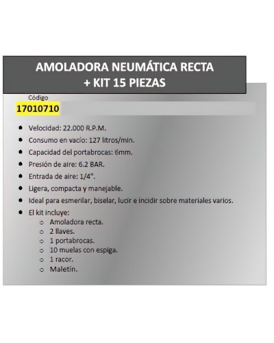 Amoladora Neumatica Recta Yamato + Kit 15 Piezas