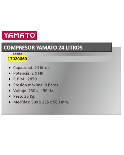 Compresor Yamato 24 Litros 2 HP